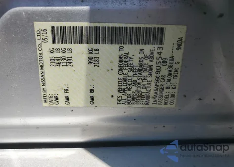 2016 Nissan Maxima 3.5S from USA, damaged, VIN 1N4AA6AP5GC905543